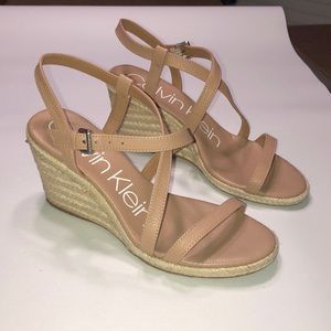 Calvin Klein wedges espadrilles in tan leather